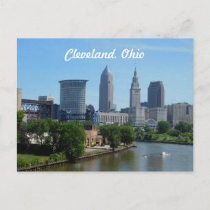 Cleveland, Ohio River Skyline Postcard Vykort