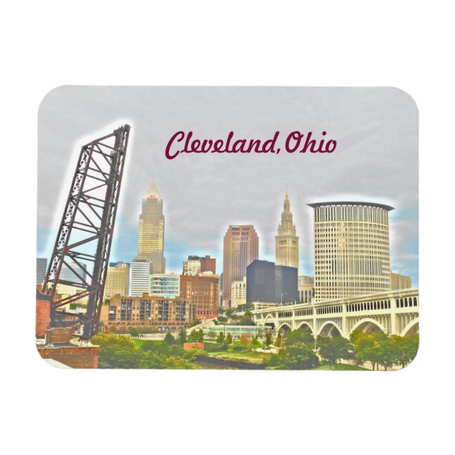 Cleveland, Ohio River View Magnet (Horisontell)