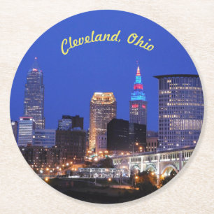 Cleveland, Ohio River View Papper Underlägg Rund