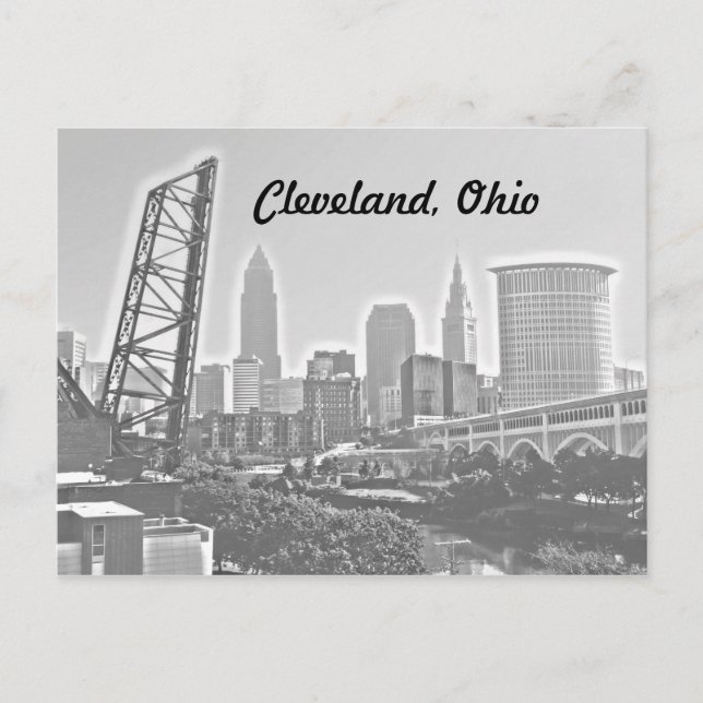 Cleveland, Ohio Riverview BW vykort (Framsida)
