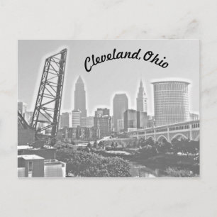 Cleveland, Ohio Riverview Curve BW vykort