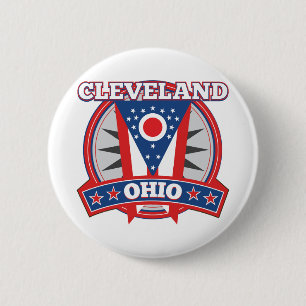 Cleveland Ohio Rött vitt blått Patriotic Statlig f Knapp