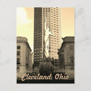 Cleveland Ohio Sepia Statue vykort