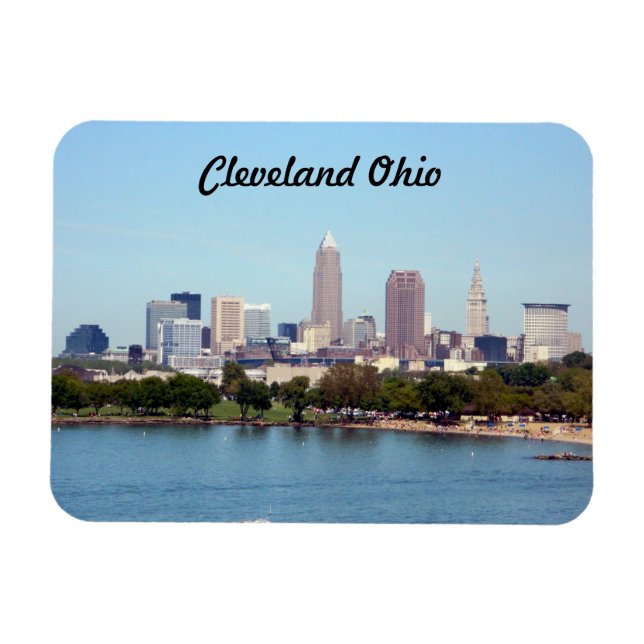 Cleveland, Ohio Sjö Skyline Magnet (Horisontell)