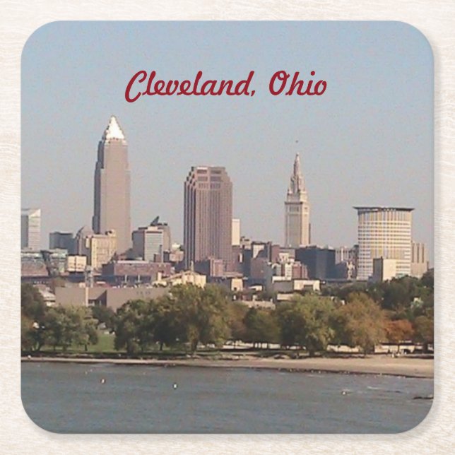 Cleveland, Ohio Sjö Skyline Papprare Underlägg Papper Kvadrat (Framsidan)