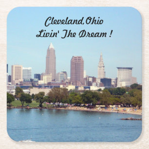 Cleveland, Ohio Sjö View Papper Underlägg Kvadrat
