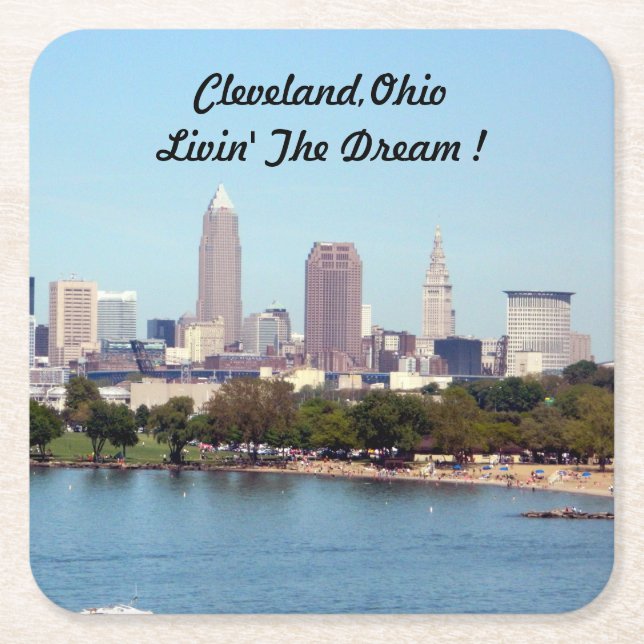 Cleveland, Ohio Sjö View Papper Underlägg Kvadrat (Framsidan)