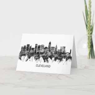 Cleveland Ohio Skyline BW Helgkort