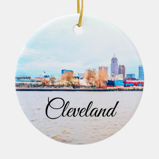 Cleveland Ohio Skyline Ceramic Ornament (Framsidan)