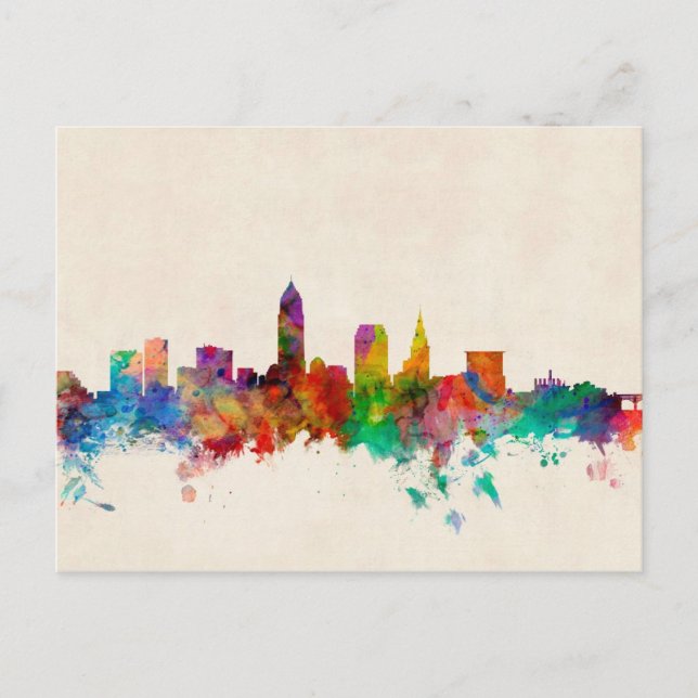 Cleveland Ohio Skyline Cityscape Vykort (Framsida)