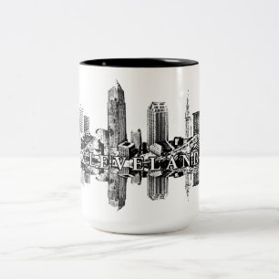 Cleveland, Ohio skyline i svart Två-Tonad Mugg