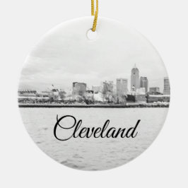 Cleveland Ohio Skyline Julgransprydnad Keramik