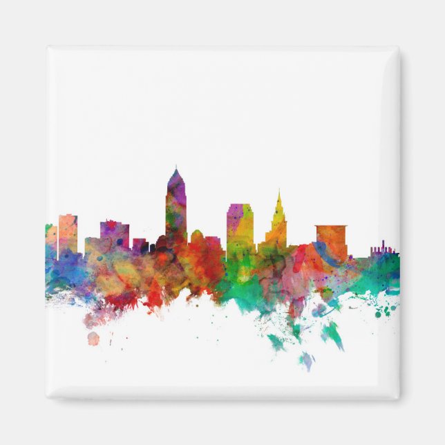 Cleveland Ohio Skyline Magnet (Framsidan)