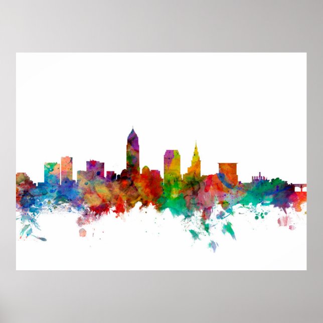 Cleveland Ohio Skyline Poster (Framsidan)