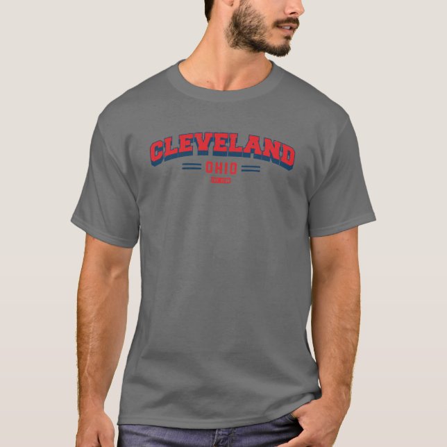 Cleveland Ohio State Retro Vintage Distress T Shirt (Framsida)