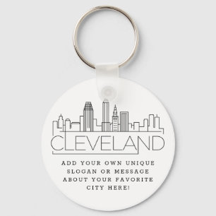 Cleveland, Ohio Stylized Skyline   Anpassningsbar  Nyckelring