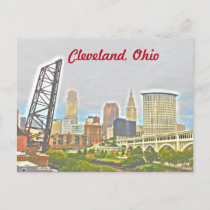 Cleveland, Ohio Väster Bank View-vykort Vykort