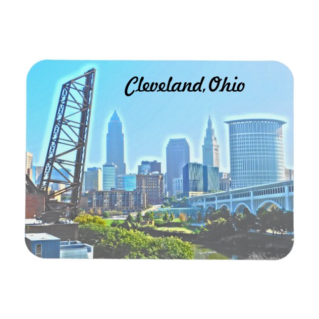 Cleveland Ohio Väster River View Magnet (Horisontell)