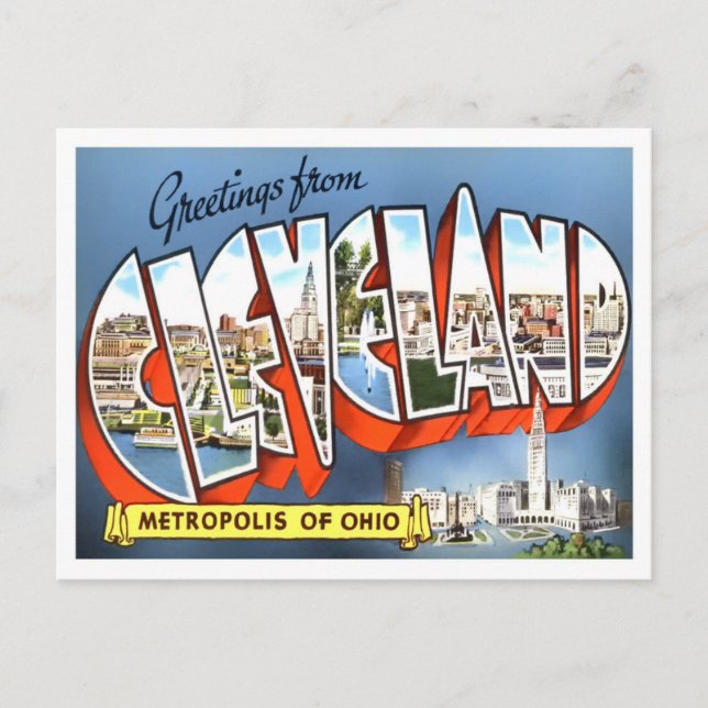 Cleveland, Ohio Vintage Big Brev Postcard Vykort (Framsida)