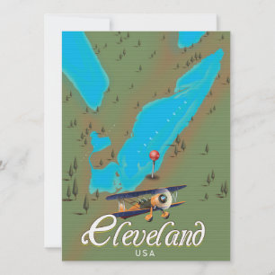 Cleveland,Ohio vintage reseaffisch tryckkonst