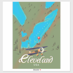 Cleveland,Ohio vintage reseplists tryck konst Klistermärken