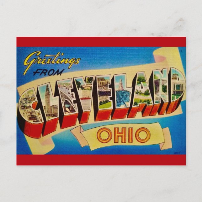 Cleveland Ohio Vintage vykort (Framsida)