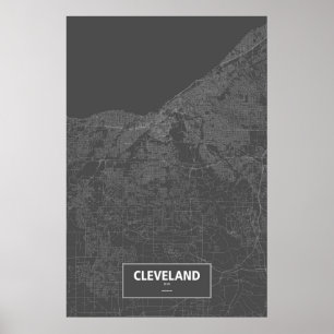 Cleveland Ohio (vit på svart) Poster