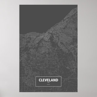 Cleveland, Ohio (vit på svart) Poster