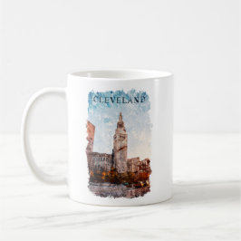 Cleveland Ohio Watercolor City View Kaffemugg