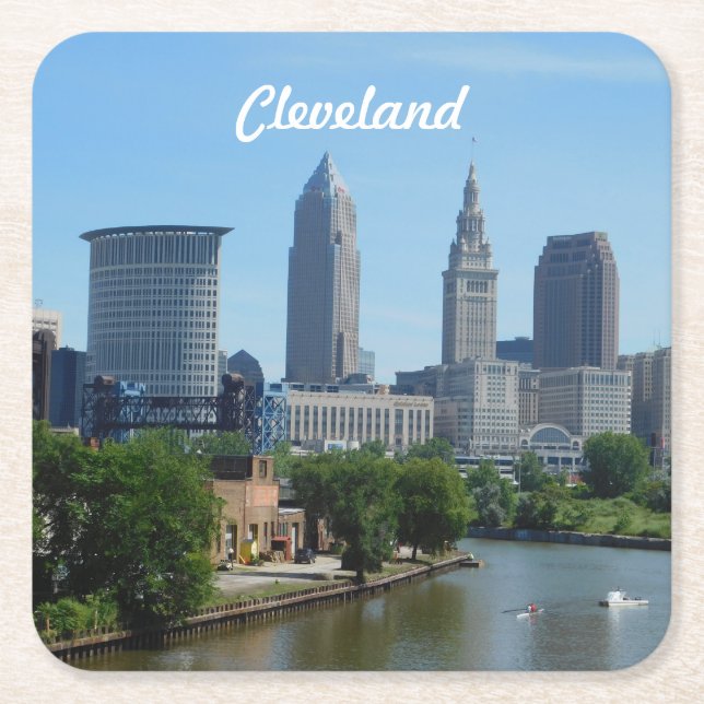 Cleveland River View Underlägg Papper Kvadrat (Framsidan)