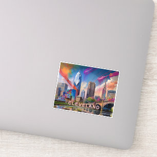 Cleveland Skyline Abstrakt Art Klistermärken