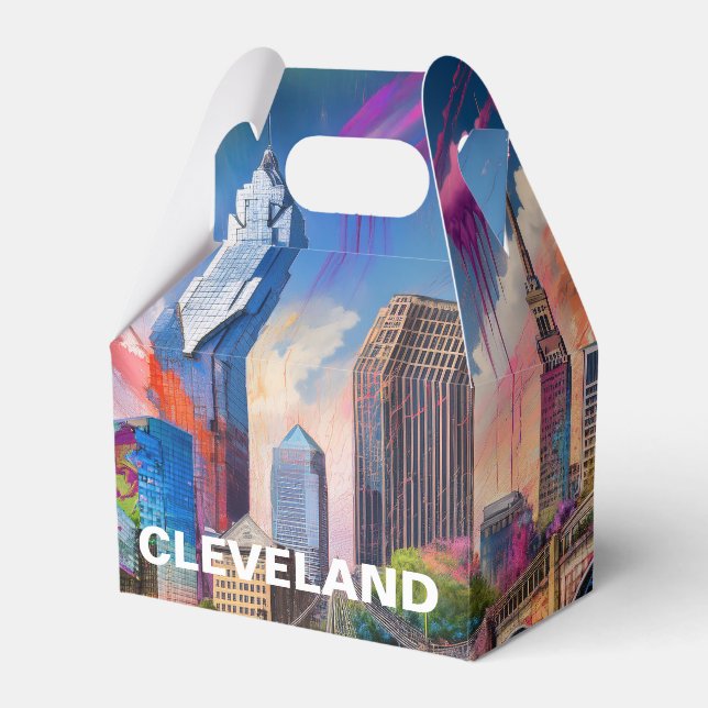 Cleveland Skyline Abstrakt Konst Presentaskar (Framsidan Sidan)
