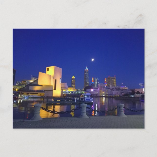 Cleveland skyline at night vykort (Framsida)