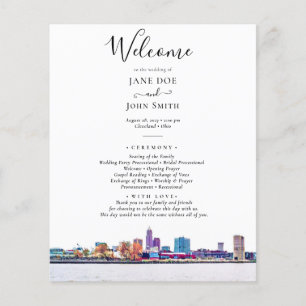 Cleveland Skyline Bröllopsprogram Flyer