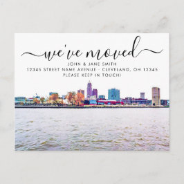 Cleveland Skyline Flytta Announcement Postcard Meddelande Vykort