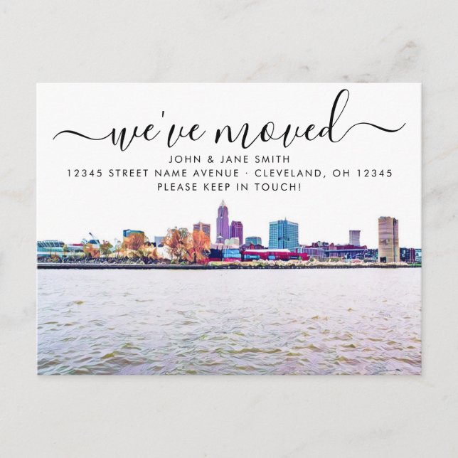 Cleveland Skyline Flytta Announcement Postcard Meddelande Vykort (Framsida)