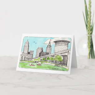 Cleveland Skyline Folded Notecard Kort