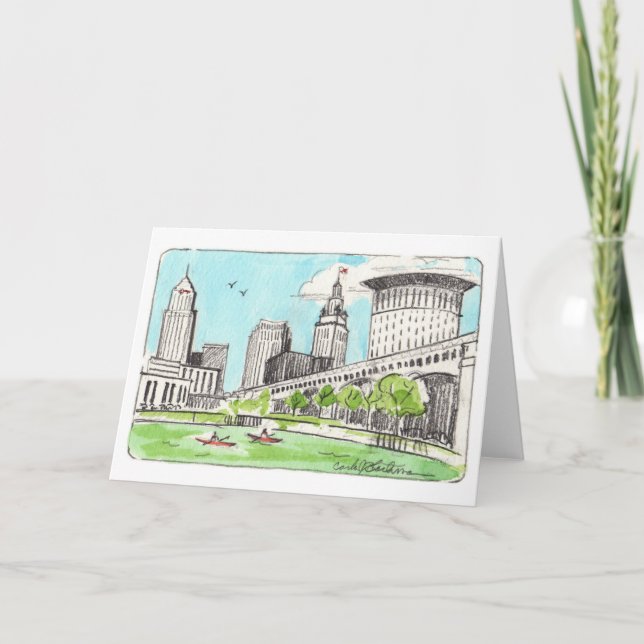 Cleveland Skyline Folded Notecard Kort (Framsida)