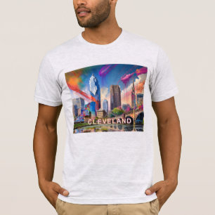 Cleveland Skyline Graffiti Art T Shirt