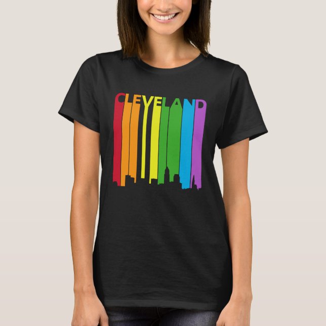 Cleveland Skyline HBTQ Pride T Shirt (Framsida)