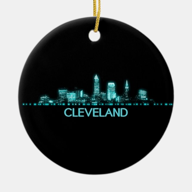 Cleveland Skyline Julgransprydnad Keramik (Framsidan)