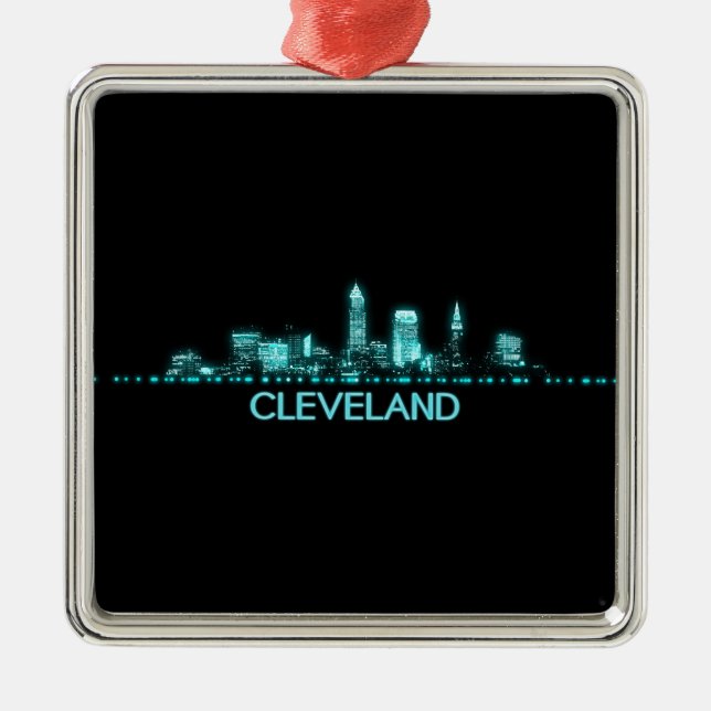 Cleveland Skyline Julgransprydnad Metall (Framsidan)