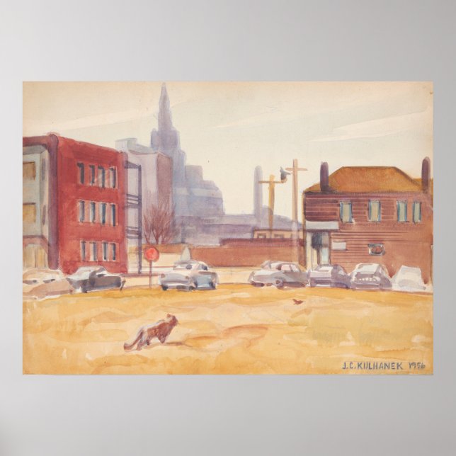 Cleveland Skyline - Kulhanek Cityscape (1956) Poster (Framsidan)