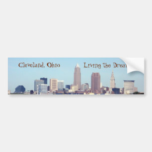 Cleveland Skyline Living the Dream Bumper Sticker Bildekal
