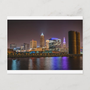 Cleveland Skyline på natten Vykort