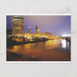 Cleveland Skyline på natten Vykort