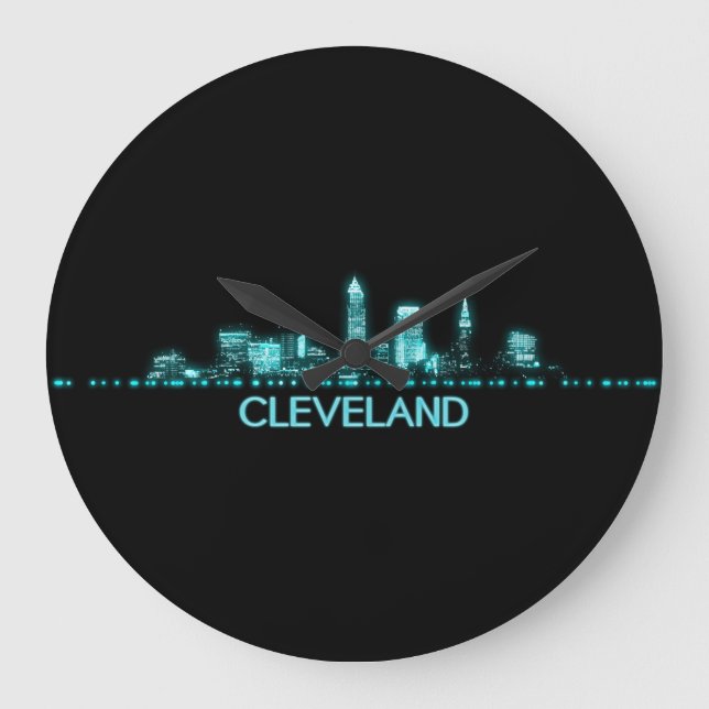 Cleveland Skyline Stor Klocka (Framsida)