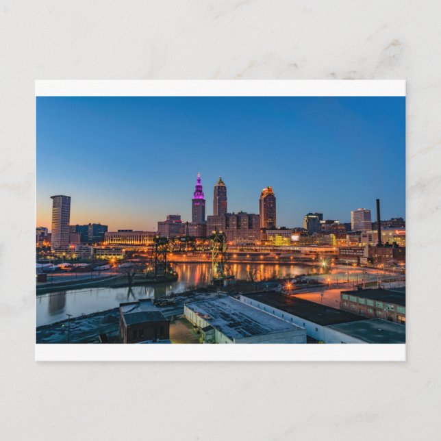 Cleveland Skyline vid Sunset Vykort (Framsida)