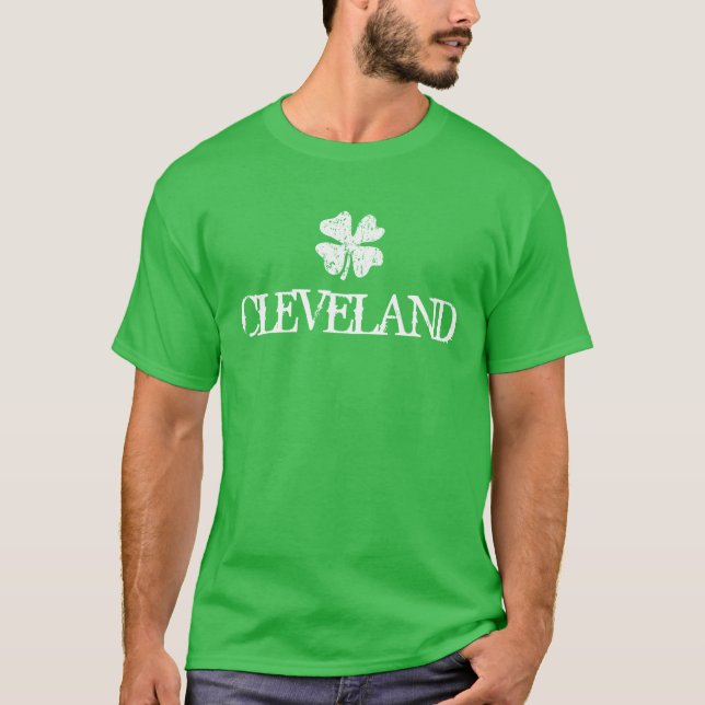 Cleveland St Patricks Day-tröja med shamrock-logot Tee (Framsida)
