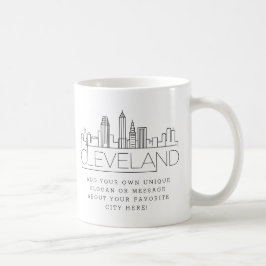 Cleveland Stylized Skyline | Anpassningsbar Slogan Kaffemugg